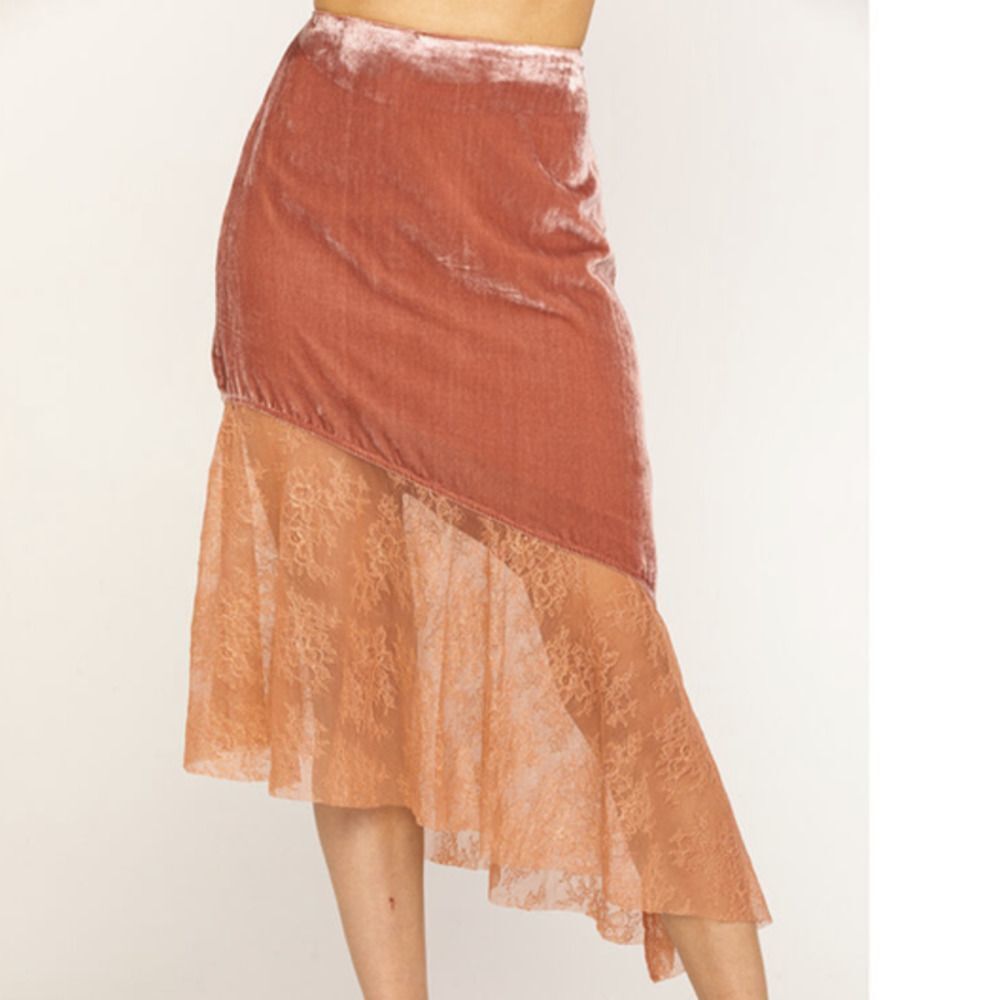 Free People Asymmetrical Skirt in Rust and Peach